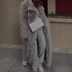 Damen Flauschiger Oversized-Mantel aus Kunstpelz R&B