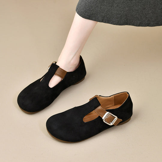 Damen Mokassins mit modischem Riemen und bequemer Sohle R&B