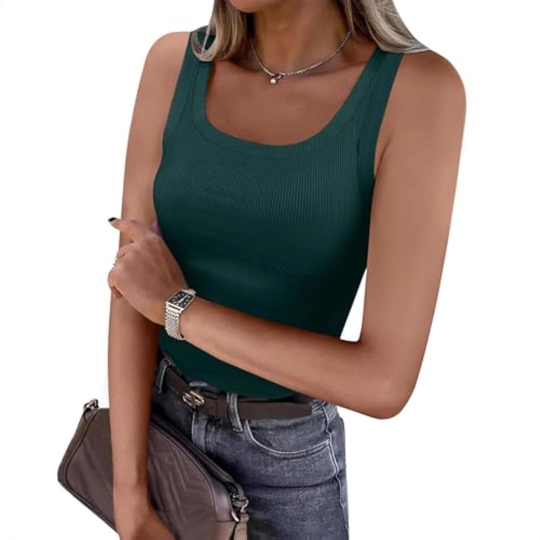 Damen Bauchfreies Tanktop mit Rippstrickstruktur und breiten Trägern R&B