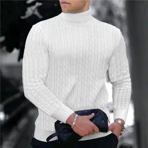 Herren Strickpullover mit modernem Rippmuster und hohem Kragen R&B