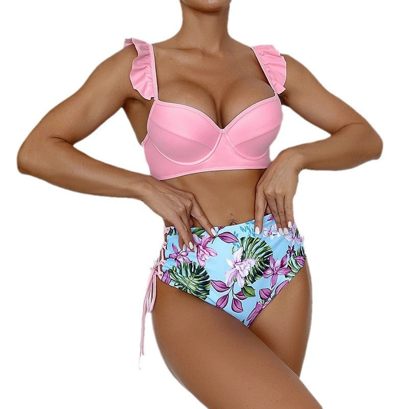 Damen Hochtailliertes Bikini-Set mit elegantem Rüschendesign R&B