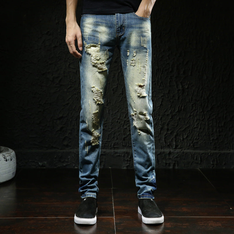 Herren modische Destroyed Jeans mit außergewöhnlichen Rissdetails R&B