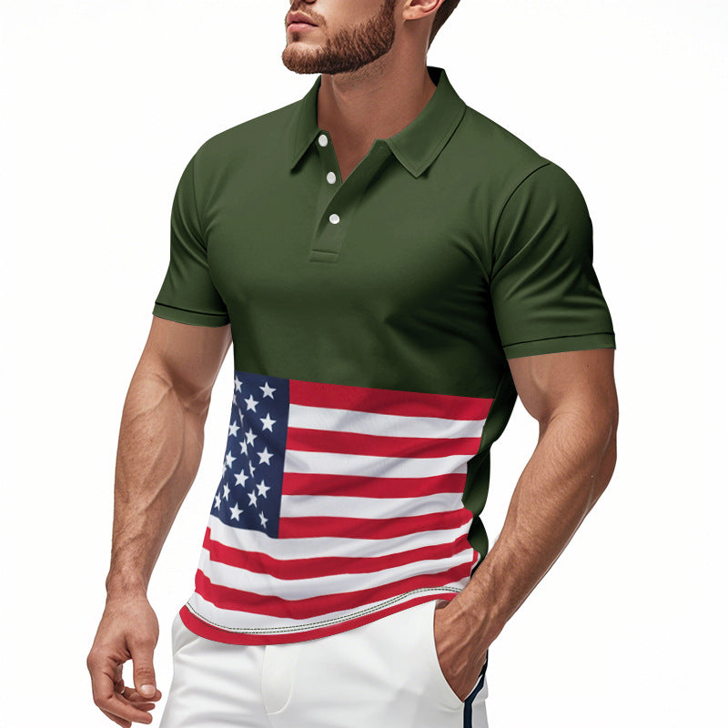 Herren Poloshirt mit einzigartigem Flaggenmotiv und moderner Passform R&B