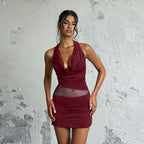 Damen elegantes Körper-hugging Kleid mit tiefem Ausschnitt R&B