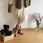 Damen Elegante Sandalen mit einzigartigem Falten-Design und modischem Verstellriemen R&B