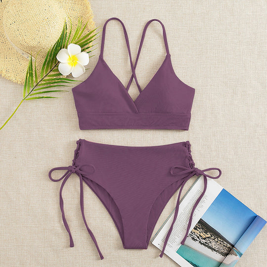 Damen Triangel-Bikini mit verstellbaren Bändern und hohen Beinausschnitten R&B
