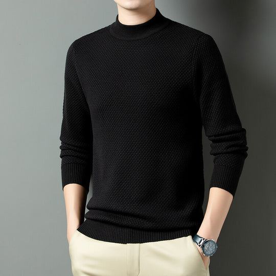 Herren Strukturierter Rollkragenpullover aus hochwertiger Baumwolle R&B