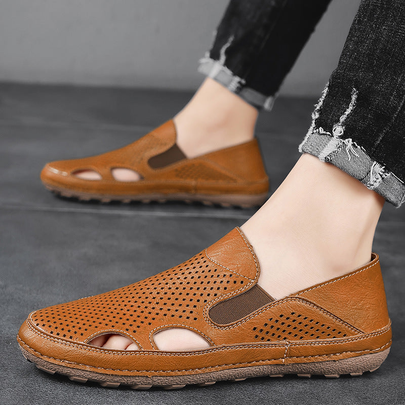 Damen luftige Leder Slipper R&B