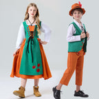Damen nan folkloristisches Kinderdirndl mit geschnürtem Mieder und bestickter Schürze R&B