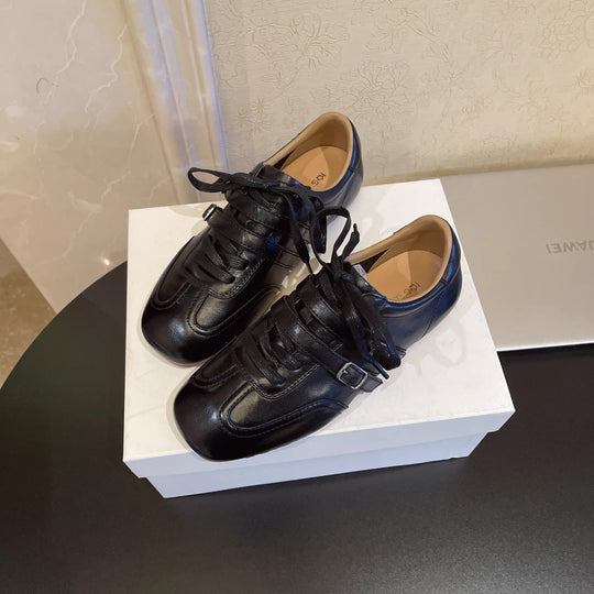 Damen modische Schnürschuhe mit glänzender Lederoberfläche und eleganten Akzenten R&B