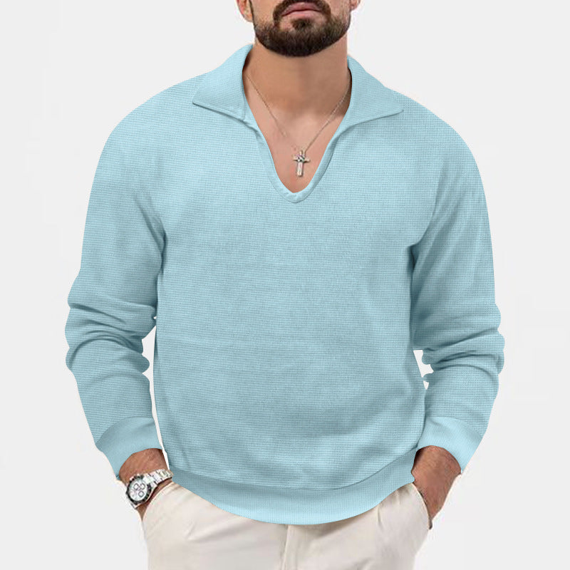 Herren eleganter Pullover mit V-Ausschnitt und strukturiertem Design R&B