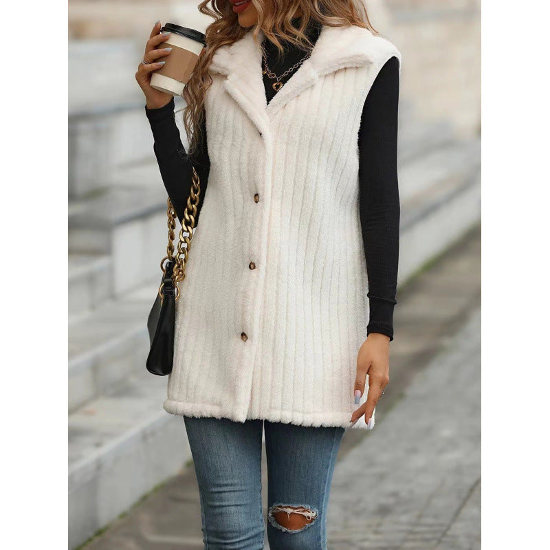 Damen Elegante und kuschelige Teddyjacke mit Knopfleiste R&B