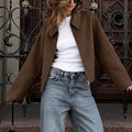 Damen modische Kurzjacke im lässigen Oversize-Stil mit eleganten Details R&B