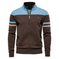 Herren Strickjacke mit modernem Zipper und sportiven Farbstreifen