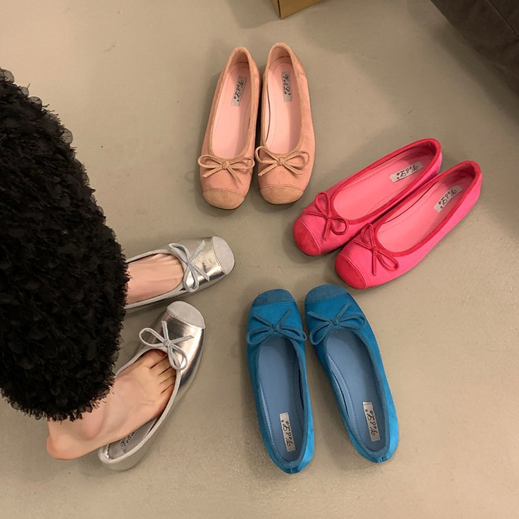Damen bequeme Ballerinas mit dekorativem Schleifenakzent und elastischem Fußbett R&B