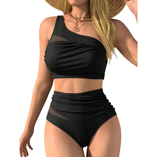 Damen Hochgeschnittener Bikini mit asymmetrischem Oberteil R&B