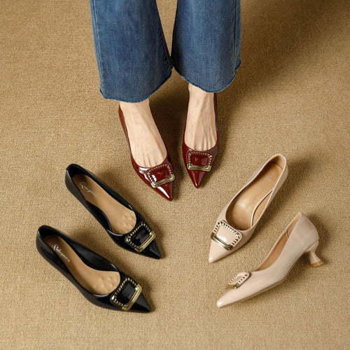 Damen elegante Pumps mit modischer Schnallenapplikation R&B