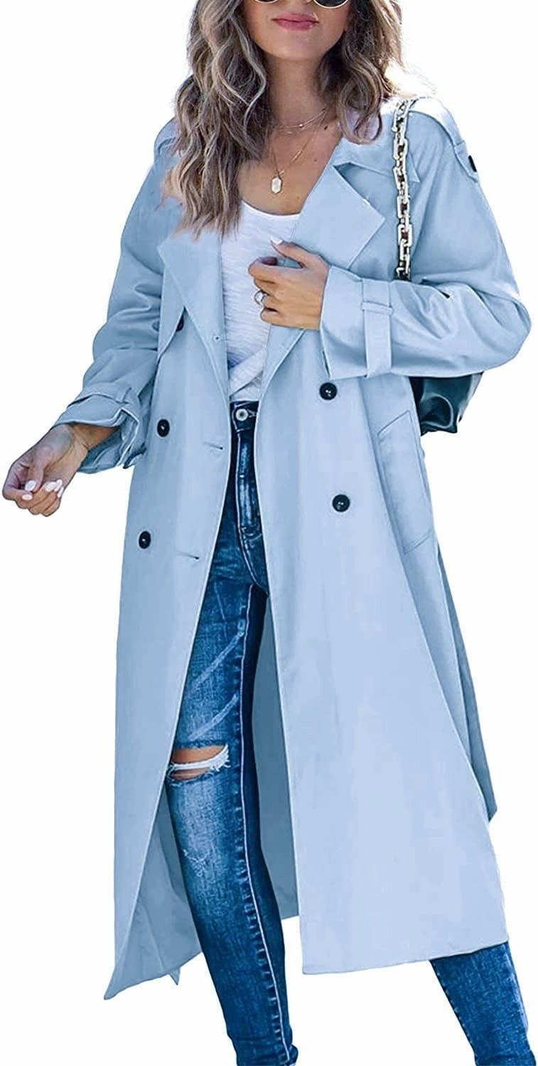 Damen Eleganter Trenchcoat im Oversize-Stil mit Taillengürtel R&B