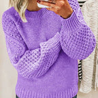 Damen Modischer Strickpullover mit strukturiertem Design und weiten Ärmeln R&B