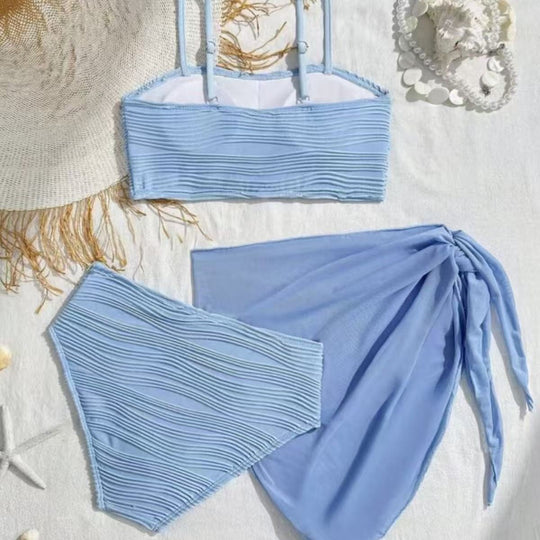 Damen Bikini-Set mit hoch taillierter Hose und modischem Rüschendesign R&B