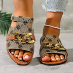 Damen Modische Slides mit dekorativem Ketten-Detail R&B
