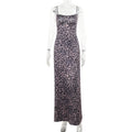 Damen Maxikleid mit elegantem Animal-Print und schmalen Trägern R&B