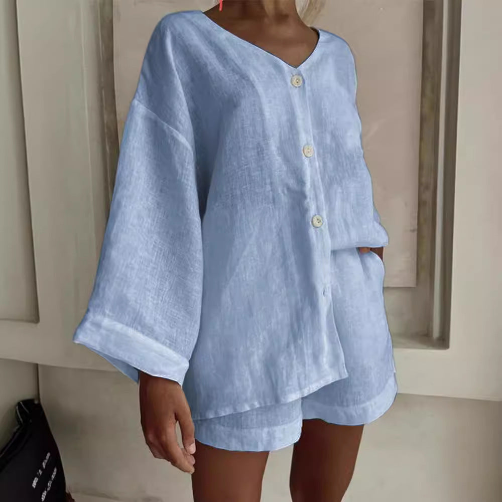 Damen lässiges Set mit weit geschnittenem Oberteil und Shorts