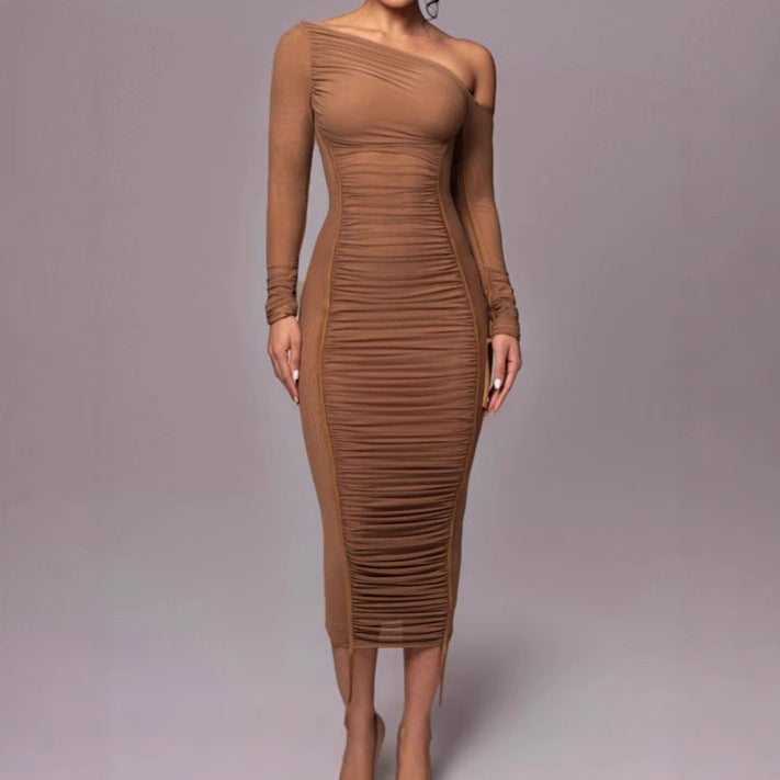 Damen Figurbetontes Wickelkleid mit asymmetrischem Schnitt und raffinierten Rüschendetails R&B