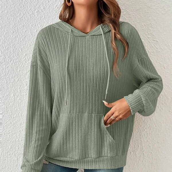 Damen Kapuzenpullover mit rippenstrukturiertem Design R&B