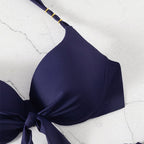 Damen Triangel-Bikini-Set mit verspielten Krawatten und floralem Design R&B