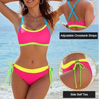 Damen Bikini-Set mit bunten Akzenten und verstellbaren Schnüren R&B