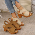Damen Plateau-Sandalen mit offener Zehenpartie und verstellbarem Riemen