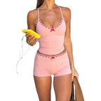 Damen Schlaf-Set mit Spaghetti-Trägern und zartem Design R&B