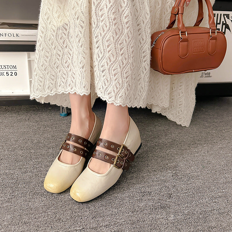 Damen elegante Mary Jane Schuhe mit modischen Schnallen R&B