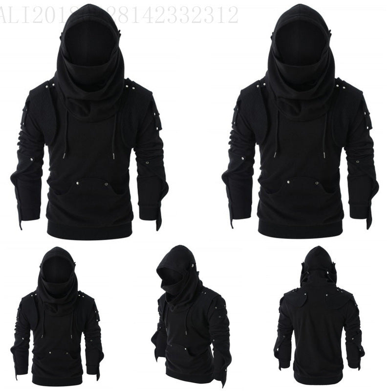 Herren stylischer Hoodie mit innovativem Kragen und praktischen Taschen R&B