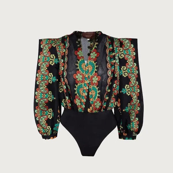 Damen Zweiteiliges Outfit mit kurzem Oberteil und floralem Maxirock R&B