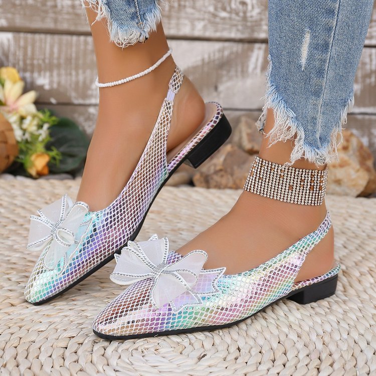 Damen Slingback-Schuhe mit funkelndem floralen Akzent und modischer Netzstruktur R&B