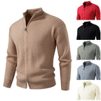 Herren Strickjacke mit hohem Kragen und durchgehender Reißverschluss