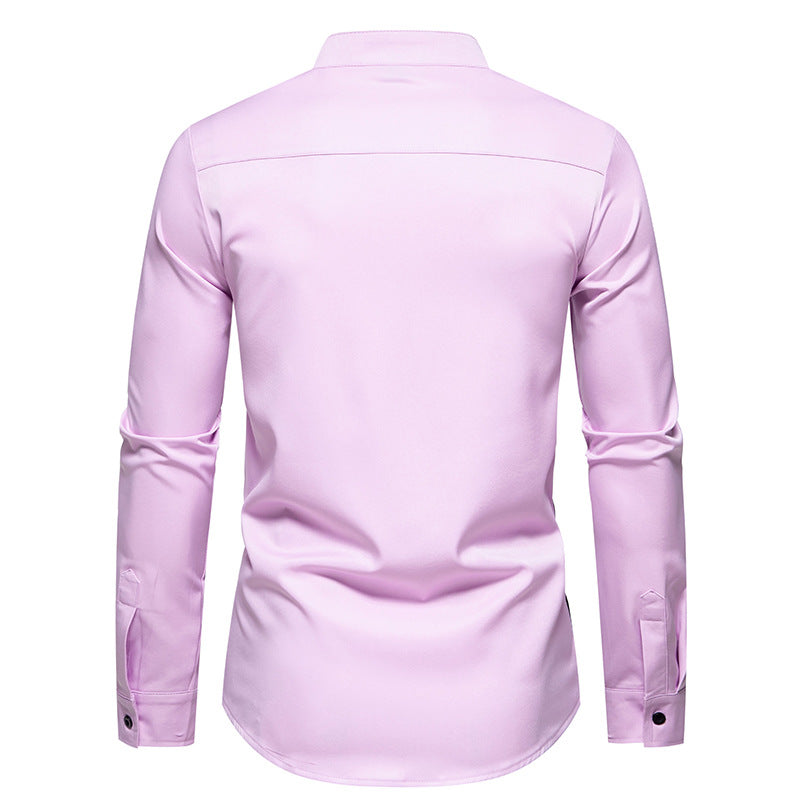 Herren Langarmhemd mit modernem Farbblockdesign Heidi-Mode