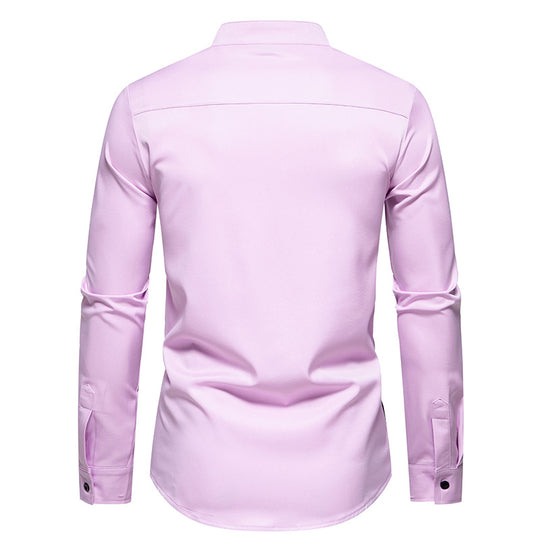 Herren Langarmhemd mit modernem Farbblockdesign Heidi-Mode