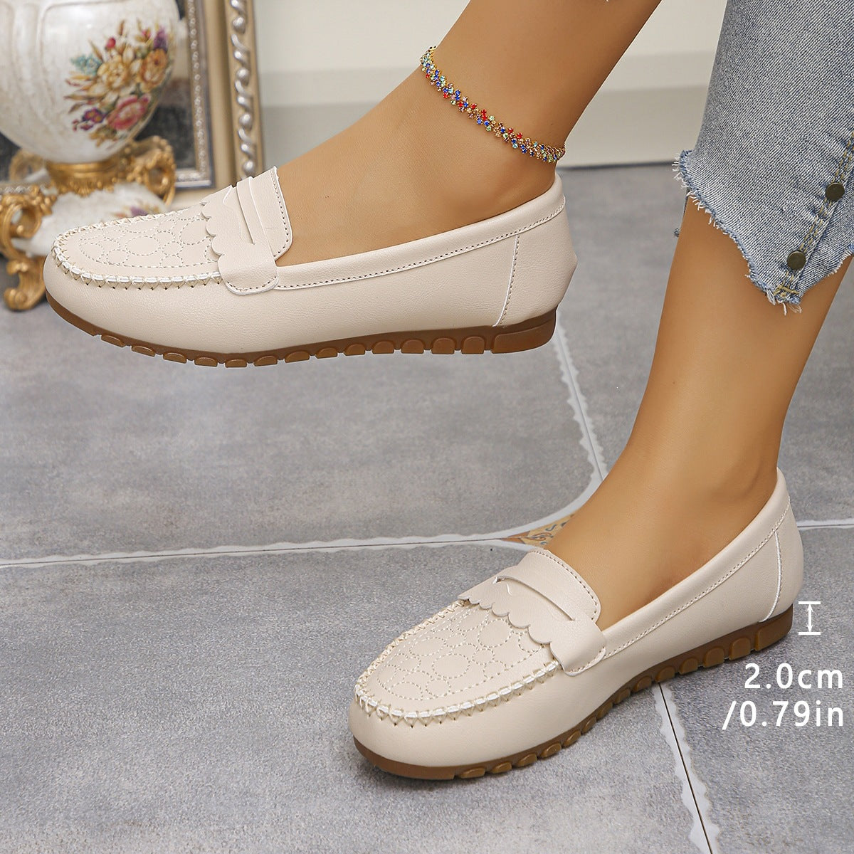 Damen Elegante Mokassins mit floralen Details R&B