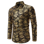 Herren Langarmhemd mit floralem Gold-Design R&B
