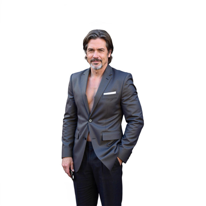 Herren nan taillierter Business-Blazer aus StretchgewR&Be mit Brusttasche und schlanker Silhouette R&B