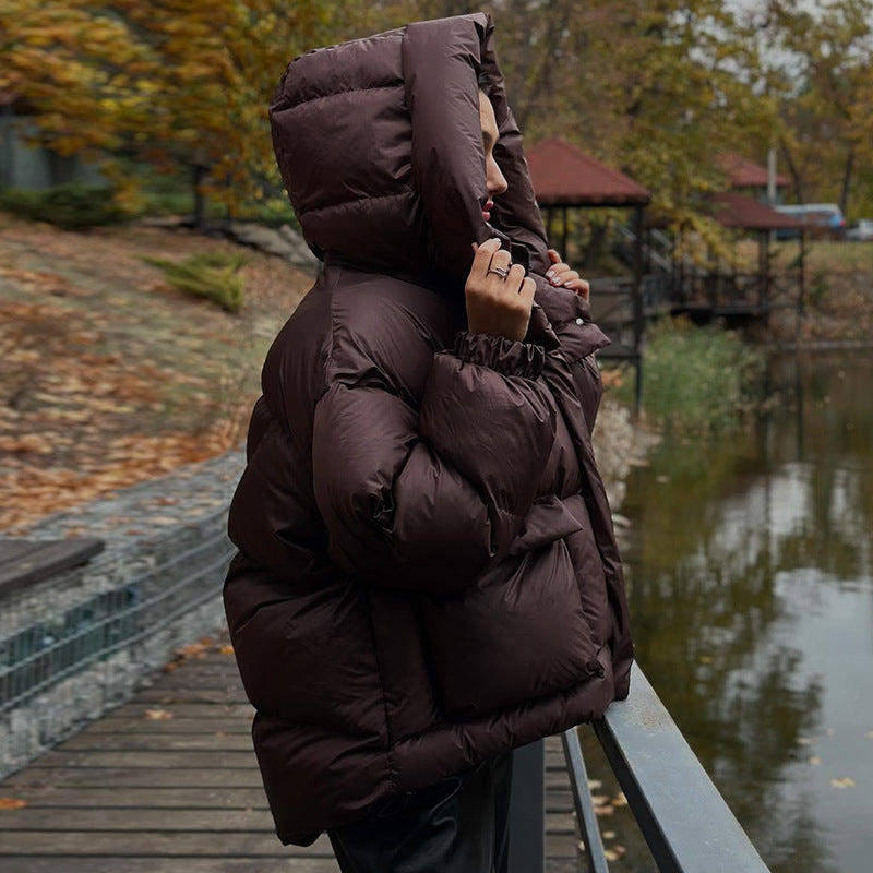 R&B | Damen Gesteppte Winterjacke mit Oversized Kapuze – Warm, Wasserabweisend & Modern
