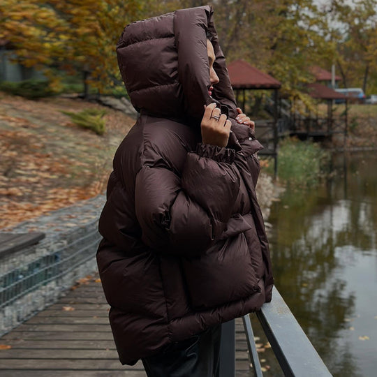 R&B | Damen Gesteppte Winterjacke mit Oversized Kapuze – Warm, Wasserabweisend & Modern