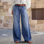 Damen Weite Jeans mit hohem Bund und klassischem Design R&B