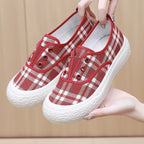 Damen Sportliche Slip-On Sneakers mit klassischem Karomuster R&B