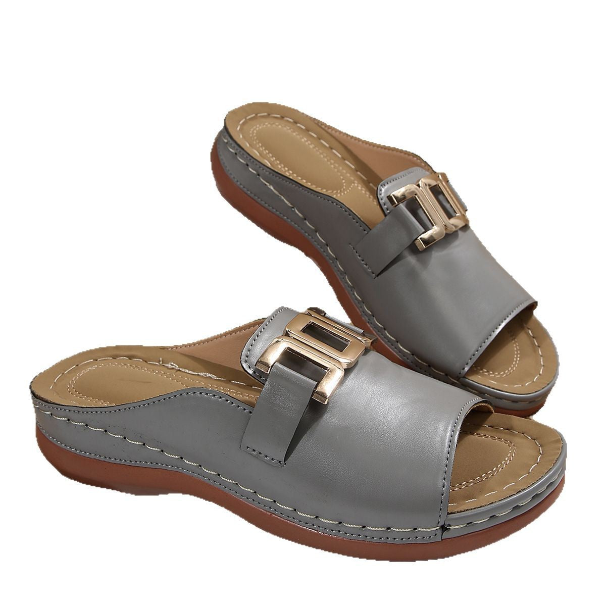 Damen Elegante Mules mit modischem Goldakzent und komfortablem Fußbett R&B