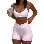 Damen Sport-Bikini-Set mit hoch geschnittenem Höschen und raffinierten Rüschendetails R&B
