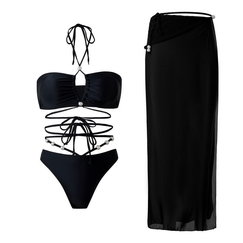 Damen Bikini-Set mit modischem Cut-Out-Design und elegantem Wickelrock R&B